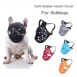 Muzzles Pet Muzzle Adjustable Breathable Soft Rubber Mouth Mask for Bulldogs Dog Muzzle Short Snout French Bulldog Anti Bark Bite Chew