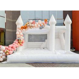 inflatable White Bounce house With Slide And Ball Pit PVC 3 in 1 Wedding Jumper Moonwalks Inflatable Bridal Bouncy Castle include blower free ship