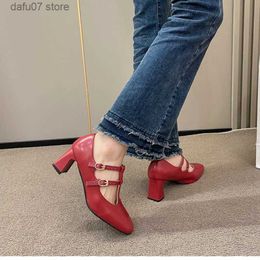 Dress Shoes 2023 Womens Popular French Vintage Red Spring/Summer High HeelsH2434