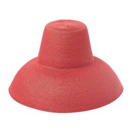 New Women Wide-Brimmed Straw Hat Fashion Stage Catwalk Concave Shape Fedora Hats Summer Beach Lanyard Sun Protection Cap YL5224x