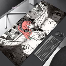 Pads Anime Black And White Comics 80x30cm XL Lockedge Large Gaming MousePad Computer Gamer Mousemat Desk Mousepads for PC Desk Pad