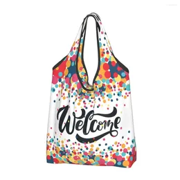 Shopping Bags Welcome Groceries Tote Bag Women Fashion Shoulder Shopper Large Capacity Handbag