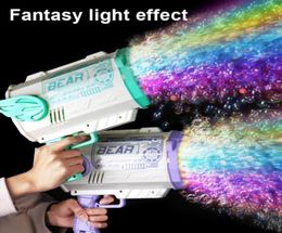 Novelty Games 768088 Holes Electric Rocket Bubble Gun With LED Gatling Blowing Soap Water Bow Bubble Machine Outdoor Toys For Ch7051353