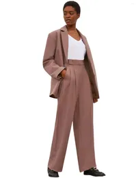 Women's Two Piece Pants Solid Two-Piece Suit Notch Lapel Party Work Lady Wedding Homecoming Tuxedos (Jacket Trousers)