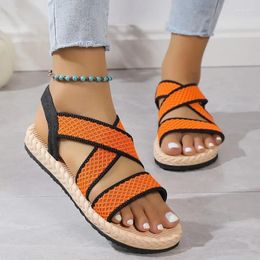 Sandals Summer Roman Flats Women's Shoes Rope Set Foot Beach Ladies Outdoor All-match Casual Large Size 43