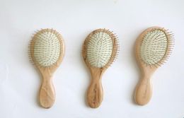 Hair extensions brush comb Wooden Handle Massage with Metal Pins Message White Air Cushion 3080901