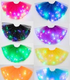 Multicolor cute kids LED dress with lights star Sequin Tutu Skirt puffy luminous girl dresses for stage performance and Party 20pc7357491