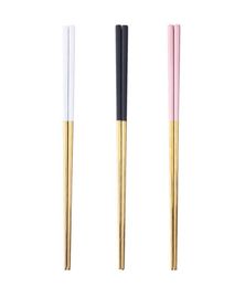 Gold Chopsticks 304 Stainless Steel Chopsticks Wedding with Coating Black White Pink End High Grand Chopstickss Stainless Steel5240137