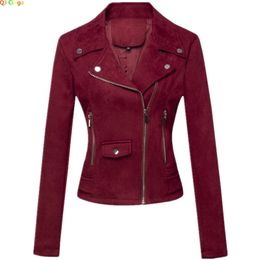 Autumn Red Short Jacket Womens Fashion Casual Coat Black White Pink Green Brown Female Tops Outerwear XS S M L XL XXL 240304