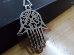 Pendant Necklaces Lot 5pcs In Bulk Stainless Steel Open Hamsa Hand With Ball Chain Good Polished Sale