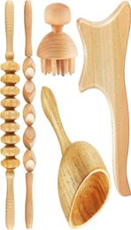 5Pcs Wood Massage Tool Lymphatic Drainage Massager Anti Cellulite Fascia Massage Roller for Full Body Muscle Pain Relief 2204266619906