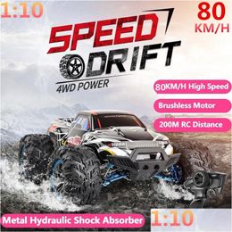 Electricrc Car High Speed 80Kmh 4Wd Brushless Offroad Remote Control Metal Hydraic Alloy 200M Drift Racing By Rc Truck Model Toy Drop Dhf1V