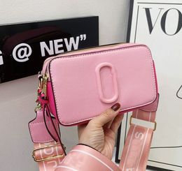 Luxury Fashion Designer Bags PU Leather Handbag Camera Bag 19 Colour Contrast Wide Shoulder Belt Women's 2023 New Tassel Mj small Square bags m0304