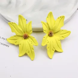 Stud Earrings Yellow Green Big Flower For Women Fashion Bohemian Plant Girl Birthday Gift Trendy Statement Jewelry Brincos