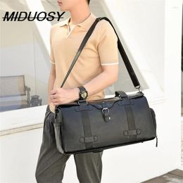 Waist Bags Men's Travelling Bag Leather Splash Proof Large Capacity Short-Distance Luggage Including Independent Shoe Warehouse Business