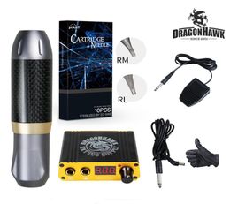 Dragonhawk Tattoo Kit Pen Machine Needles Mini Power Supply Needles9391174