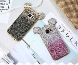 3D Ear bling Phone Case For Samsung Galaxy S6 S7 Edge Cover Colourful Gradient Glitter Cover For Samsung Galaxy S8 Plus Cute Case