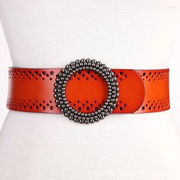 Belts 2024 Women's Vintage Carved Ancient Silver Buckle Western Style Dermal Width Belt Versatile Fashion For Women