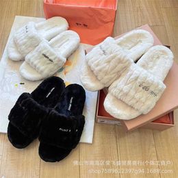 38% OFF Sports shoes 2024 Autumn/Winter New M-Button Woolen Fashion Wear Thick Sole Slippers Couple Home Style