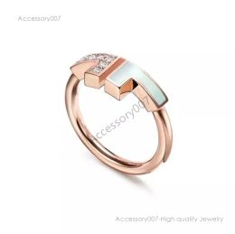 designer Jewellery ringsT Open Ring Gold Plated Women Simple Fashion Letter Diamond Designer Ring Wedding Valentine Day Gift Jewellery