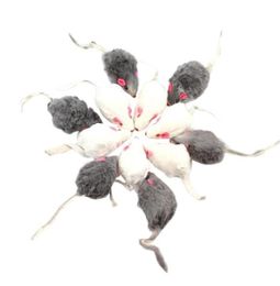 Cat Toys 12Pcs False Mouse Pet LongHaired Tail Mice Sound Rattling Soft Real Fur Squeaky Toy5184684