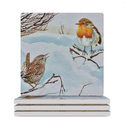 Table Mats Robin And Wren Ceramic Coasters (Square) White For The Kitchen Accessories Funny Drinks Aesthetic
