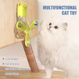 Toys Automatic Pet Slow Feeder Sticks on Wall Treat Dispenser Cats Dogs Toy Increases IQ Interactive 360° Rotatable Fan