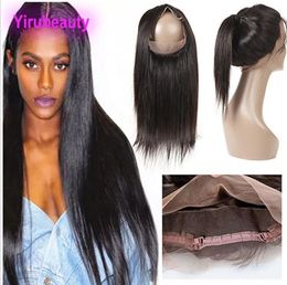 Brazilian Virgin Hair 360 Lace Frontal Straight Hair Pre Plucked Lace Band Baby Hair Extensions Top Closures Natural Hairline3259347