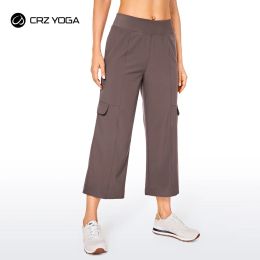 Outfit Crz Yoga Women's Lightweight Loose Wide Leg Capri Joggers Pants with Cargo Pockets Elastic Waist Athletic Lounge Travel Pants