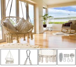 Round Hammock Swing Hanging Chair Outdoor Indoor Furniture Hammock Chair for Garden Dormitory Child Adult with Tools 10095477094