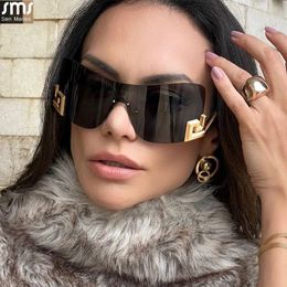 Luxury Designer sunglasses Ladies Frameless Oversized Sunglasses Personality Light Female Y2K Outdoor UV Protection Goggles