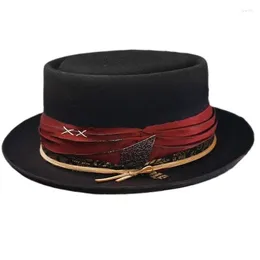 Berets Elegant French Hat Lady Carnivals Festival Formal Gathering Pleated Ribbon Fedoras For Gentlemen