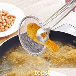 Cooking Utensils Stainless Steel Philtre Spoon Kitchen Oil-Frying Basket With Clip Mti-Functional Strainer Accessories Tools Drop Del Dhp5J