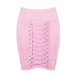 Skirt Women Hot Short Elastic Rayon Bandage Skirt Mini Sexy Slim Tight Pencil Night Club Party Candy Colors Pink Nude Drop Shipping HL