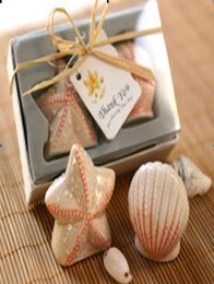Party Favors of Seashell and starfish Wedding ceramic salt and pepper shakers 20pcslot10sets10boxes For Beach Wedding favors3626309