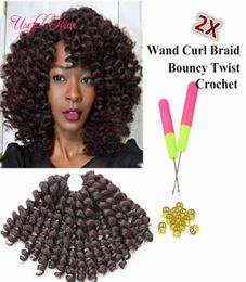 high quality 8inch wand curl bouncy crochet hair extensions Janet Collection synthetic braiding hair ombre crochet braiding8580983