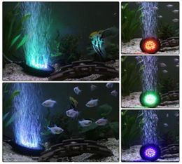 dc12v 5w 10 5cm colourful aquarium air stones bubble Disc fish tank air pump aerator oxygen pump 18 leds light ac110240v2364848