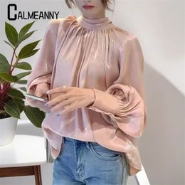 2023 Summer Autumn Womens Shirt Lantern Sleeve Fashion Korean Style Loose Versatile Elegant Casual Long Blouses 240301