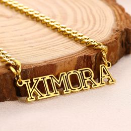 Custom Name Necklace For Women Stainless Steel Nameplate Personalised Flat Chain Pendant Necklace For Girlfriend Gift 240221