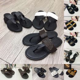 Brown flower Sandals Women plaid checks Slides waterfront lock it leather sandal thick sole flap 2 Straps with Adjusted Gold Buckles BOM DIA FLAT MULE Size 35-42