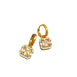 Dangle Earrings French Exquisite Fashion Dropped Glaze Retro With Advanced Sense Light Luxury And Personalized Zircon