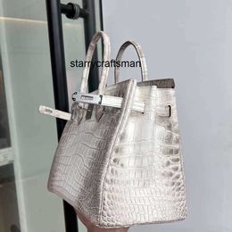 Totes Genuine Leather Handbag L 2024 New Crocodile Bag Himalayan Leather Bag Genuine Handheld Crocodile Skin Womens Bag