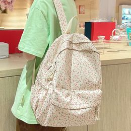 School Bags Girl Floral Travel Book Backpack Cute Women Trendy Print Bag Female Laptop College Fashion Ladies