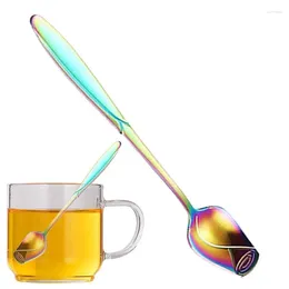 Dinnerware Sets Metal Rose Shaped Stainless Steel Long Stirring Mixing Tea Coffee Cute Ice Cream Dessert Spoons No Fading Creative Bright