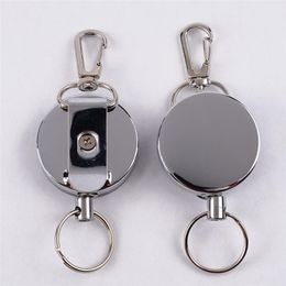 Keychains 1 Pcs Retractable Resilience Steel Wire Rope Elastic Keychain Recoil Sporty Alarm Key Ring Anti Lost Ski Pass ID Card339u