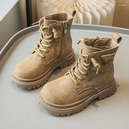 Boots Kids Boys Shoes Autumn WinterBaby British Style Ankle Fashion Girls Side Zipper Solid Colour Casual