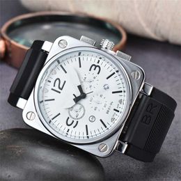56% OFF watch Watch Bell men mens All dials work Quartz Top Luxury Chronograph Clock BR Fashion Rubber Strap Montre de luxe Type