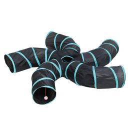 Scratchers 5 Holes S type Blue Black Colour Pet Cat Tunnel Toys For Cat Kitten Collapsible Crinkle Cat Playing Tunnel Toy For Cat Rabbit