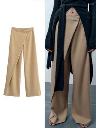 Women's Pants Asymmetrical High Waist Straight For Women Casual Solid Colour All-match Long Trouser 2024 Summer Office Ladies Streetwaear