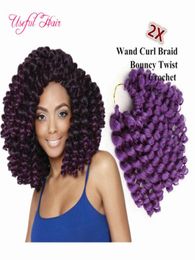 8inch wand curl bouncy crochet hair extensions Janet Collection synthetic braiding hair ombre crochet hair bundles7006033